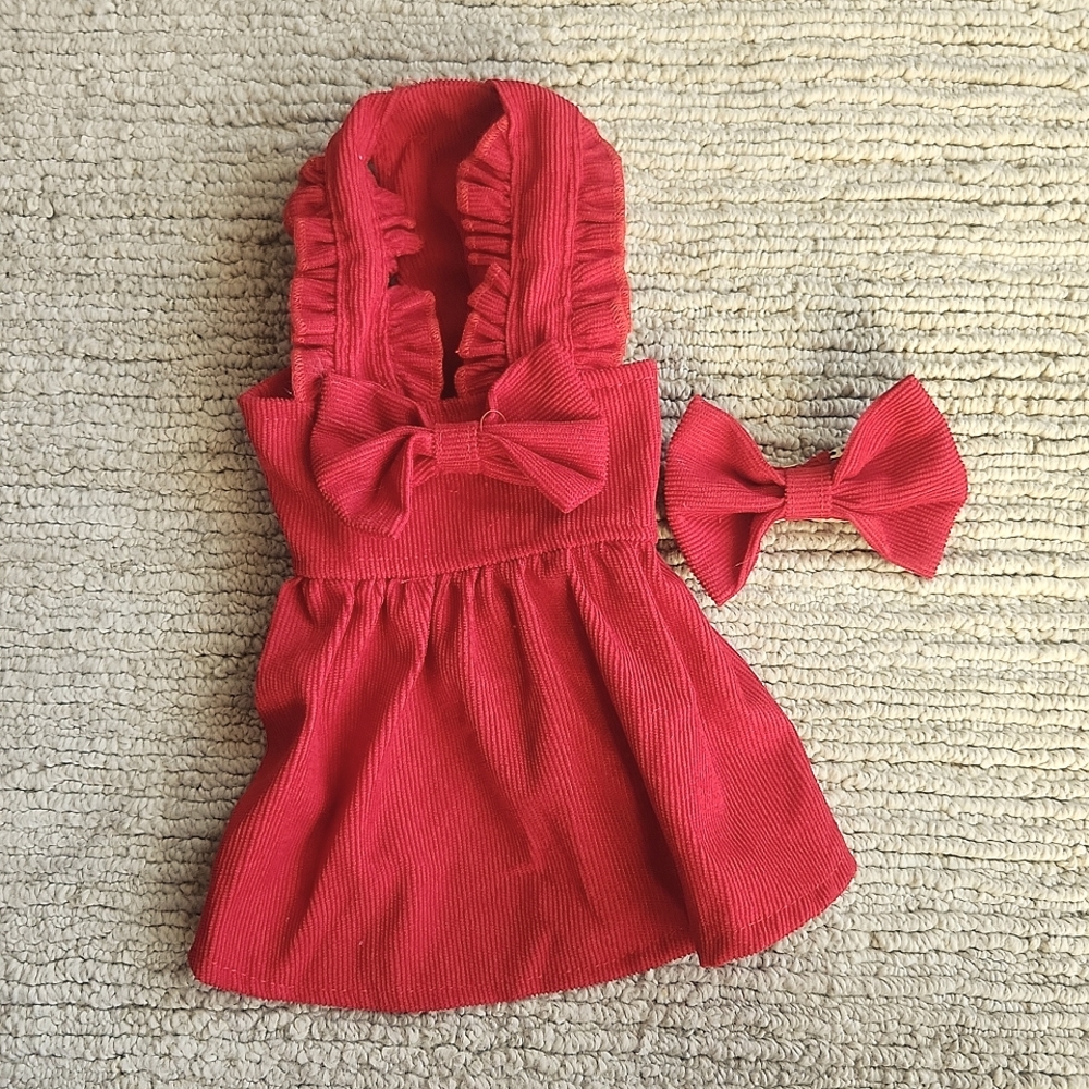 Red dog dress sized for Chihuahua